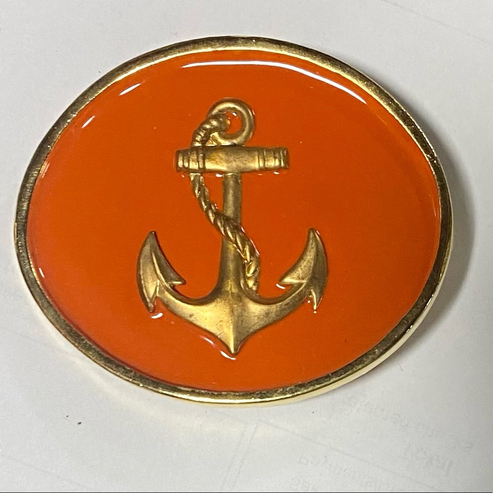 Wimberly enameled orange Anchor belt buckles 3”x2.5”. Brand new